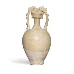 A straw-glazed pottery amphora, Tang dynasty 