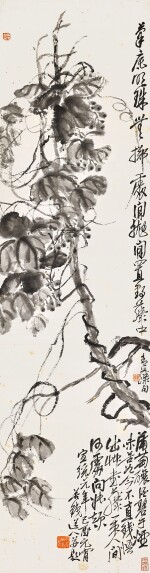 Wu Changshuo, Grapes | 吳昌碩　墨葡萄　水墨紙本　立軸　一九〇九年作