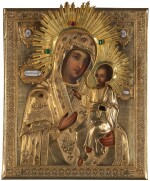 An icon of the Iverskaya Mother of God, in a silver-gilt oklad, Moscow, 1896-1908