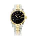 REFERENCE 1601 DATEJUST RETAILED BY JOYERIA RIVIERA: A STAINLESS STEEL AND YELLOW GOLD AUTOMATIC WRISTWATCH WITH DATE AND BRACELET, CIRCA 1965