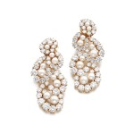 Pair of cultured pearl and diamond ear clips, 'Jawaher' | Marina B 養殖珍珠及鑽石 'Jawaher' 耳夾