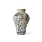 A blue and white 'birds' baluster jar, Joseon dynasty, 19th century