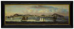 A RARE AND IMPRESSIVE PANORAMIC VIEW OF MACAO, ATTRIBUTED TO SUNQUA QING DYNASTY, CIRCA 1850 | 清 約1850年 新呱（傳）澳門南灣全景遠眺 油彩 裝框