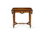 A Victorian gilt-bronze mounted thuya, kingwood, rosewood and marquetry drop-leaf centre table, in the manner of Holland & Sons, circa 1870