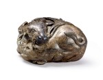 A grey jade carving of a buffalo Ming dynasty | 明 灰玉圓雕臥牛