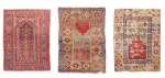 Lot including three Mudjur and Kula carpets, Western Anatolia, late 18th century early 19th century