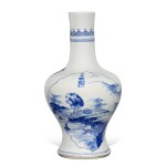 A blue and white 'figural' vase, Qing dynasty, Kangxi period | 清康熙 青花開光人物圖瓶