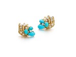 Pair of Turquoise and Diamond Ear Clips | 卡地亞 | 綠松石 配 鑽石 耳夾一對