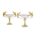 A PAIR OF SWISS SILVER-GILT MOUNTED ROCK CRYSTAL TAZZAS, RETAILED BY ASPREY, LATE 20TH CENTURY