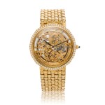 Reference 43502 | A yellow gold and diamond-set skeletonized bracelet watch, Circa 1990 | 江詩丹頓 43502 | 型號黃金鑲鑽石鏤空鍊帶腕錶，約1990年製