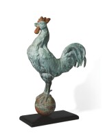 FINE MOLDED FULL-BODIED SHEET COPPER ROOSTER WEATHERVANE, LATE 19TH CENTURY