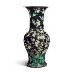 A massive famille-noire ‘magpie and prunus' vase, Qing dynasty, 19th century | 清十九世紀 墨地素三彩喜上眉梢圖大瓶