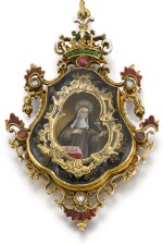 SPANISH, FIRST HALF 18TH CENTURY | Pendant with Miniatures of Saint Joseph with the Christ Child and Saint Clare