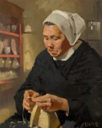 A Breton Woman, Knitting | Une femme bretonne, tricotant