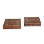 A pair of Louis XIV carved pear or cherry wood boxes, Nancy, second half 17th century, in the manner of César Bagard