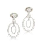 Pair of rock crystal and diamond pendent earrings