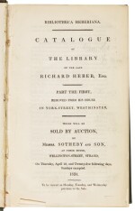 HEBER | Bibliotheca Heberiana, Catalogue of The Library of the Late Richard Heber, Esq., 1834 