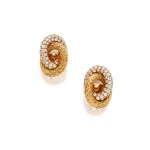 Pair of Gold and Diamond Earclips