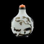 An inscribed black overlay glass snuff bottle, Yangzhou school, Qing dynasty, 19th century | 清十九世紀 揚州作涅白地套黑料「重周花甲」鼻煙壺 《正可》款