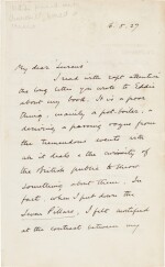 Winston Churchill | autograph letter signed, to T.E. Lawrence, praising Seven Pillars of Wisdom, 16 May 1927
