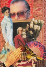 Unknown artist, A Karl Lagerfeld collage within a burr birchwood frame | Eine Karl Lagerfeld Collage in einem Wurzelbirkenholz Rahmen