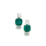 Fine pair of emerald and diamond earrings | 祖母綠配鑽石耳環一對