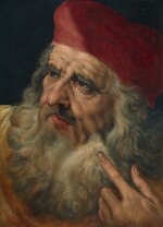 FRANS FLORIS THE ELDER | The head of a bearded man in a red hat