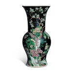 A famille-noire 'bird and flower' yenyen vase, Qing dynasty, 19th century