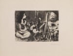 Peintre au travail avec modèle barbu et une spectatrice assise en tailleur (Bloch 1130; Baer 1127; See Cramer Books 122)