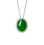 Jadeite and Diamond Pendent Necklace | 天然翡翠 配 鑽石 項鏈 