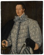 Portrait of a gentleman, three-quarter length, with his dog