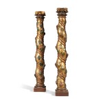 A pair of painted-wood columns, Spain, 18th century | Paire de colonnes en bois peint, Espagne, XVIIIe siècle