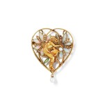 Masriera | Broche-pendentif émail, perles et diamants | Enamel, pearl and diamond pendant-brooch