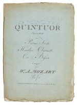 W.A. Mozart. First edition of the Piano and Wind Quintet in E flat, K.452, Augsburg: Gombart & Co. [1799]