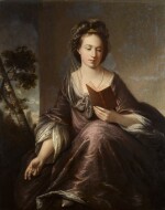 Portrait of a lady, said to be The Duchess of Marlborough, three-quarter length, seated and reading a book