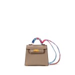 Etoupe Tadelakt Micro Mini Kelly Twilly Bag Charm Gold Hardware, 2021