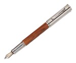 GRAF VON FABER-CASTELL |  A LIMITED EDITION STAINLESS STEEL PLATED, DIAMOND, AND OLIVE WOOD FOUNTAIN PEN, CIRCA 2001