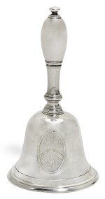  A GEORGE I SILVER TABLE BELL, JAMES GOULD, LONDON, 1725