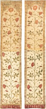 A PAIR OF PAINTED COTTON TENT PANELS (QANAT), NORTH INDIA, 17TH CENTURY