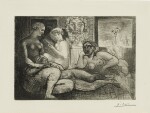 Quatre femmes nues et tête sculptée, from the Vollard suite (Bloch 219 ; Baer 424)