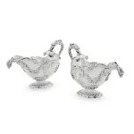 A Pair of George II Silver Eagle-Head Sauce Boats with Matching Ladles, Isaac Duke, London, 1747