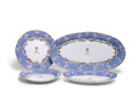 A GROUP OF FOUR PORCELAIN PLATES AND PLATTERS FROM THE FARM PALACE BANQUET SERVICE, IMPERIAL PORCELAIN FACTORY, ST PETERSBURG, PERIOD OF NICHOLAS I (1825-1855)