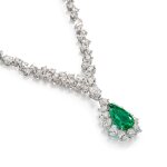 Emerald and Diamond Pendent Necklace, Necklace by Harry Winston | 海瑞溫斯頓 鑽石項鏈 配 4.26克拉 天然「哥倫比亞」無油祖母綠 及 鑽石 掛墜