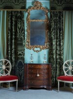 Two pairs of green velvet curtains with matching pelmets, together with two pairs of apple green curtains, late 19th and early 20th century