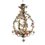 A painted cast iron eight-light chandelier, Piedmont, circa 1750 | Lustre à huit lumières en fer forgé et peint, Piémont, vers 1750