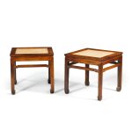 A pair of hongmu waisted stools, 17th century | 十七世紀 紅木束腰方凳一對