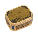 A gold cagework, Japanese lacquer and hardstone snuff box, Jean-François Delanoy, Paris, 1785