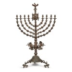 A Monumental Bronze Hanukkah Lamp, probably Polish, 19th century