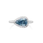 Fancy Vivid Blue Diamond and Diamond Ring [艷彩藍色鑽石配鑽石戒指]