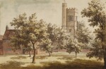 JONATHAN SKELTON | A church tower seen from an orchard, probably St. Mary's, Beddington